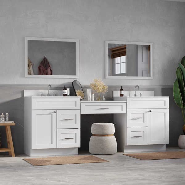 DISAR 91'' Double Bathroom Vanity with Quartz Top | Wayfair